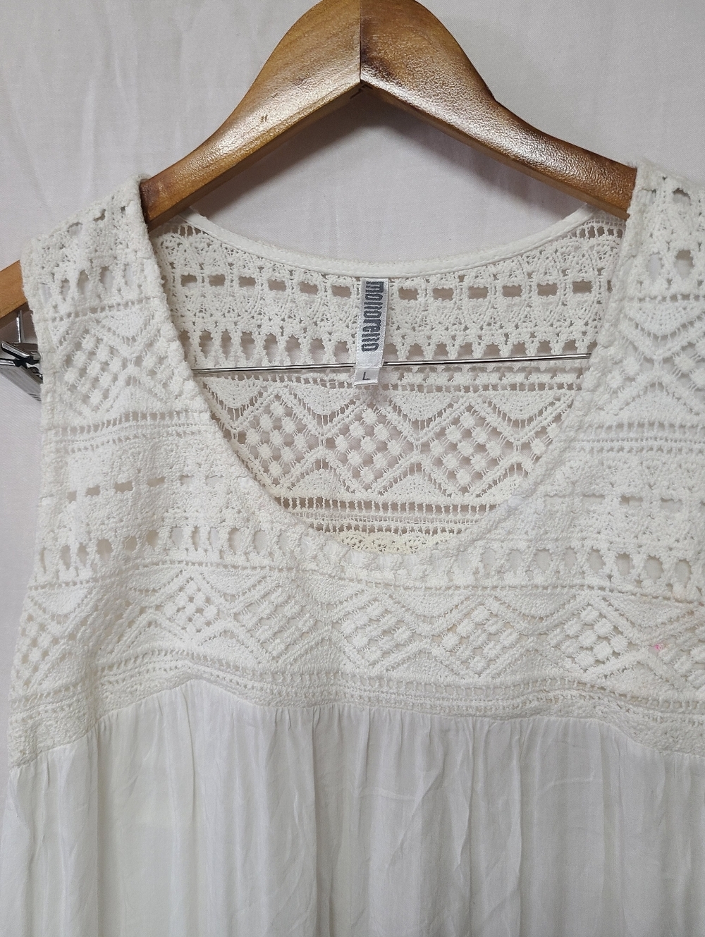 Boho White Lace Sleeveless Dress | Embroidered Hem | Flowy Summer Mini - Picture 2 of 6